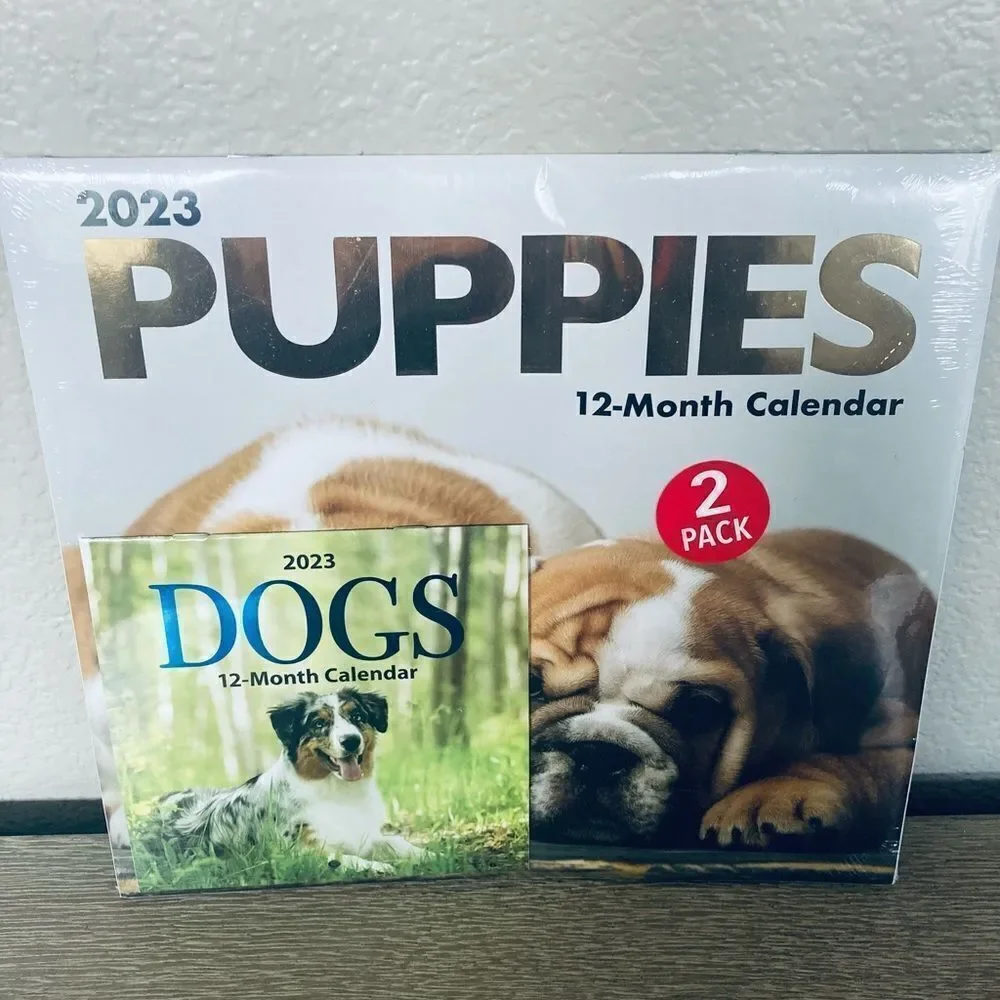 Puppies Dog Wall Calendar 2-pk Set
